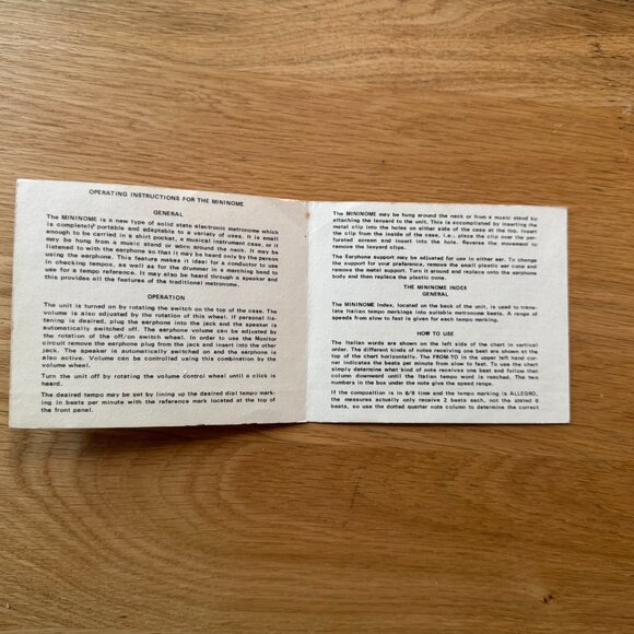 Vintage Mininome Miniature Electronic Metronome with Case, Circa 1967 - Picture 16 of 16